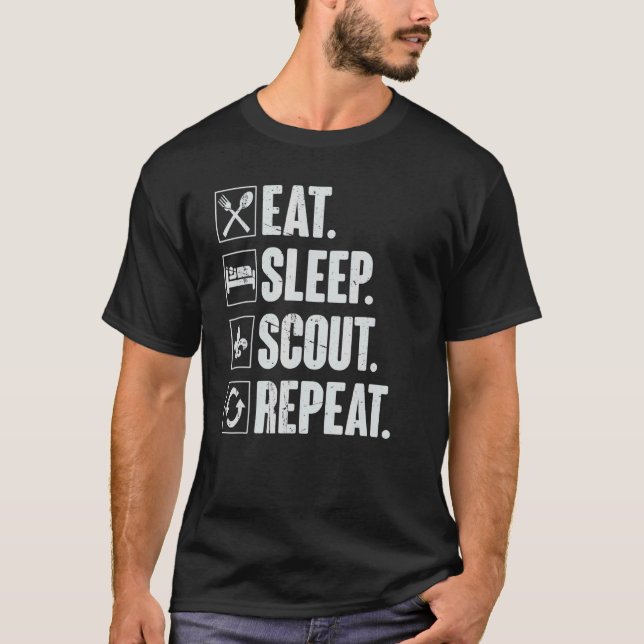 Eat Sleep Scout Repeat  Scouting T-Shirt (Front)