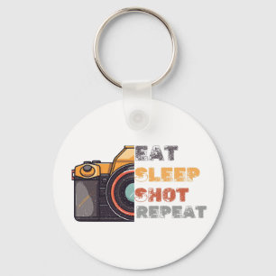 Eat sleep shot repeat vintage key ring