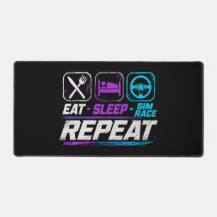 Eat sleep sim race repeat for sim racing fans desk mat