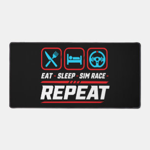Eat sleep sim race repeat for sim racing fans desk mat