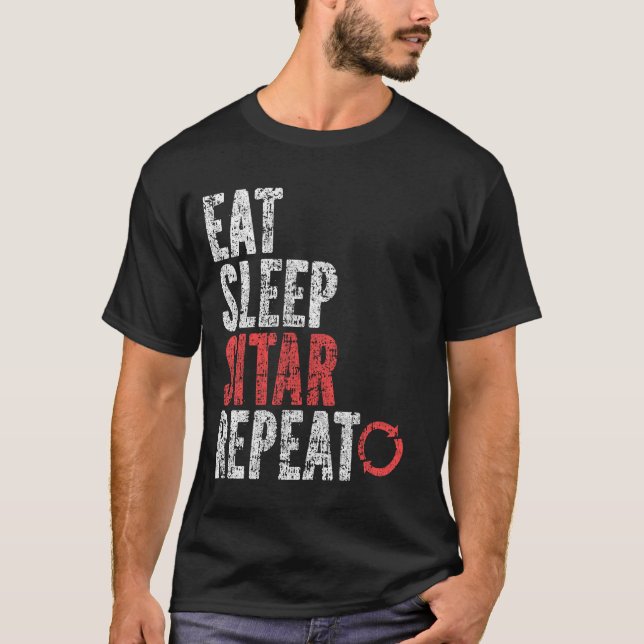 Eat Sleep Sitar Repeat T-Shirt (Front)
