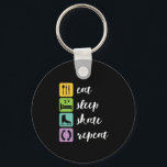 Eat Sleep Skate Funny Figure Skaters Ice Skating Key Ring<br><div class="desc">Eat Sleep Skate Repeat. Funny and humourous design for ice skater, figure skater or speed skater. Cool and awesome merchandise for those who love ice skating and winter sports. Perfect for figure skating professional, speed skating athlete or ice skating champion. Great Christmas gift and birthday present for son or daughter...</div>