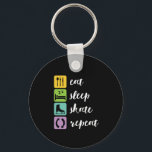 Eat Sleep Skate Funny Figure Skaters Ice Skating Key Ring<br><div class="desc">Eat Sleep Skate Repeat. Funny and humourous design for ice skater, figure skater or speed skater. Cool and awesome merchandise for those who love ice skating and winter sports. Perfect for figure skating professional, speed skating athlete or ice skating champion. Great Christmas gift and birthday present for son or daughter...</div>