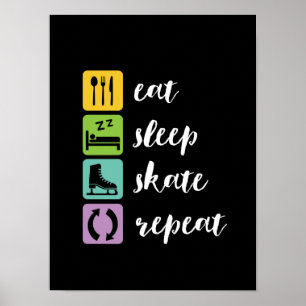Eat Sleep Skate Funny Figure Skaters Ice Skating Poster