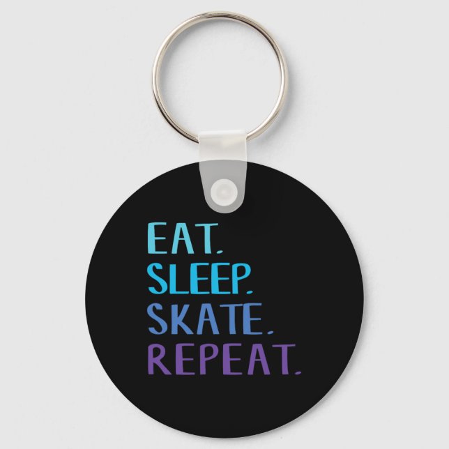 Eat Sleep Skate Repeat - Ice Or Roller Skating Tee Key Ring (Front)