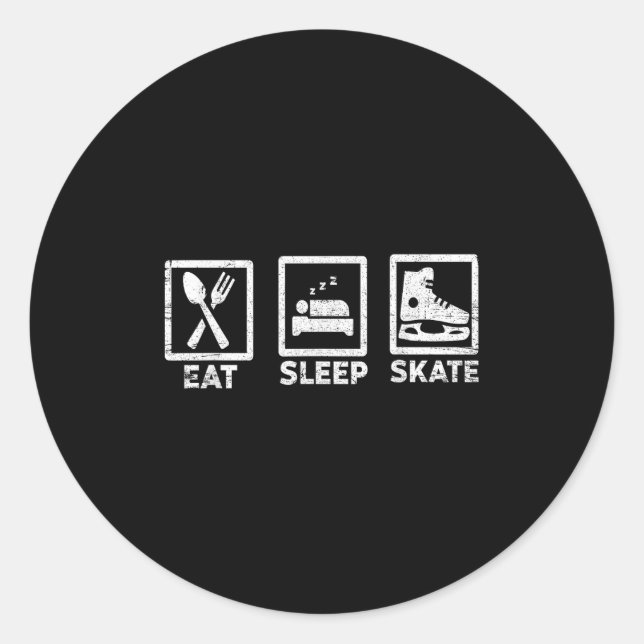 Eat Sleep Skate Repeat Ice Skating Life Minimal St Classic Round Sticker (Front)