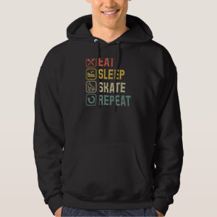 Eat Sleep Skate Repeat Retro Vintage Style Roller  Hoodie
