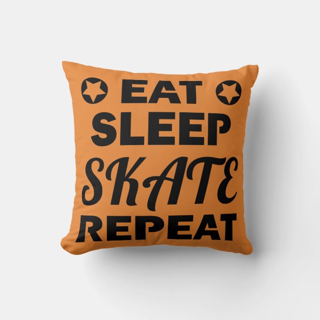Eat Sleep Skate Repeat, Roller Derby Cushion (Front)
