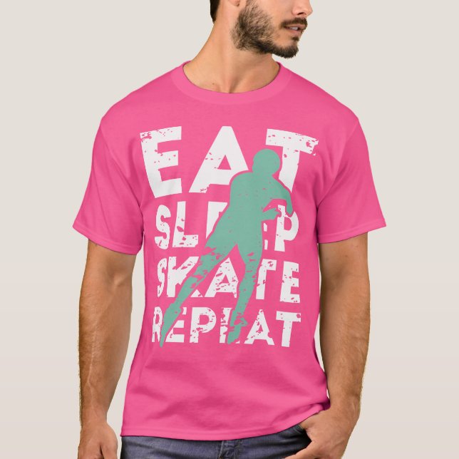 Eat Sleep Skate Repeat Rollerblades Roller Skating T-Shirt (Front)