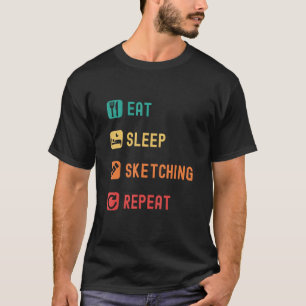 Eat, sleep, sketching, repeat with tick check boxe T-Shirt