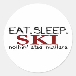 Eat Sleep Ski Classic Round Sticker