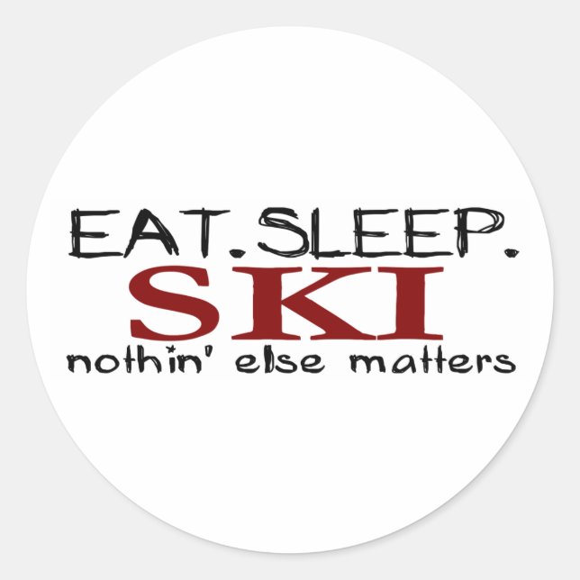 Eat Sleep Ski Classic Round Sticker (Front)