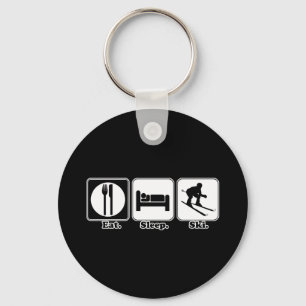 eat sleep ski key ring