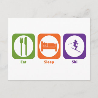 Eat Sleep Ski Postcard