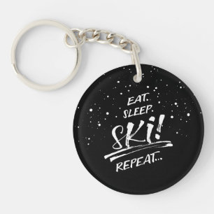 Eat Sleep Ski Repeat Acrylic Keychain