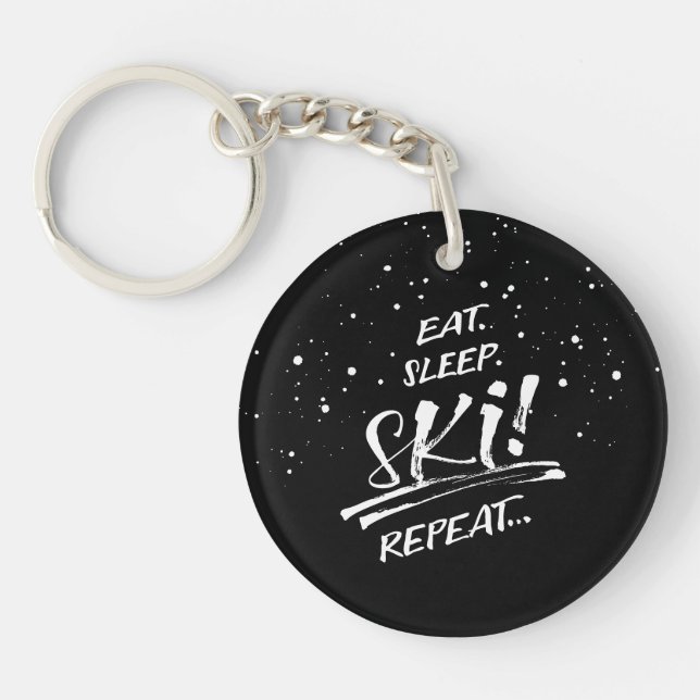 Eat Sleep Ski Repeat Acrylic Keychain (Front)