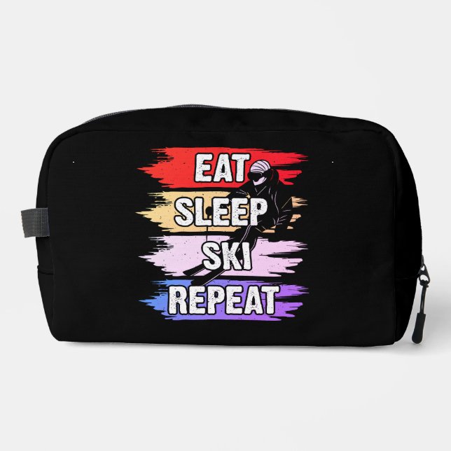 Eat Sleep Ski Repeat Bold Ski Lover Design Dopp Kit (Front)