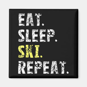 Eat Sleep Ski Repeat - Fun Skiing Gift Magnet