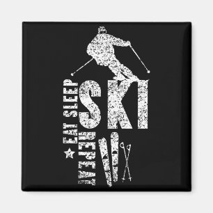 Eat sleep ski repeat magnet
