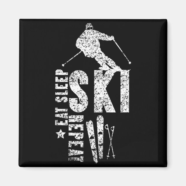 Eat sleep ski repeat  magnet (Front)