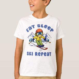 Eat Sleep Ski Repeat, Ski lover Kids T-Shirt
