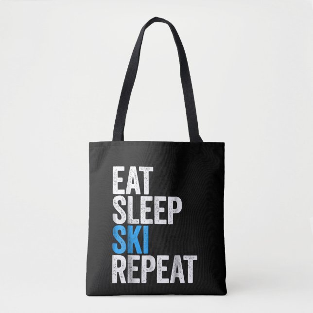 Eat Sleep Ski Repeat Skiing Gift Tote Bag (Front)