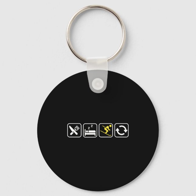 Eat Sleep Ski Repeat _ Skiing Lovers _ Skiers _ Wi Key Ring (Front)