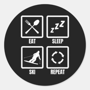 Eat Sleep Ski Repeat Skiing Teacher Winter Sports Classic Round Sticker