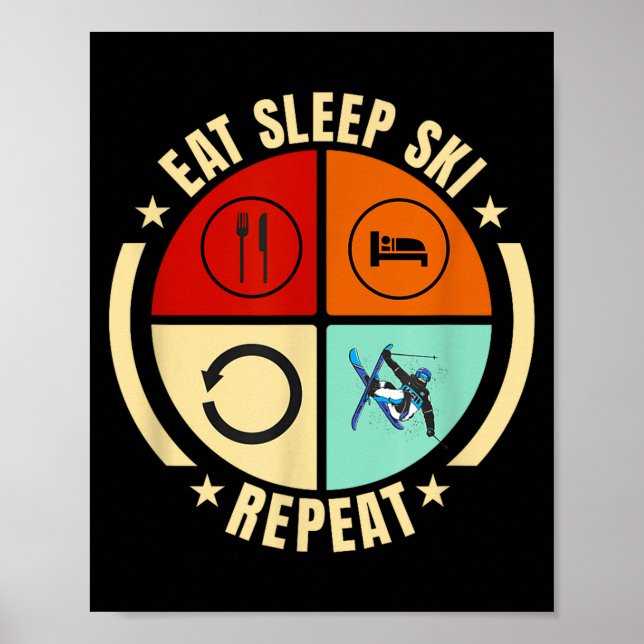 Eat sleep ski repeat vintage skiing design  poster (Front)