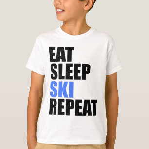 Eat Sleep Ski Repeat Winter Mountains Skiing Lodge T-Shirt
