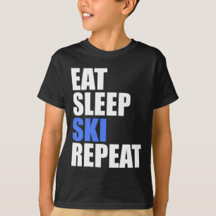 Eat Sleep Ski Repeat Winter Mountains Skiing Lodge T-Shirt