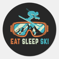 Eat Sleep Ski Vintage Retro Skiing Goggles
