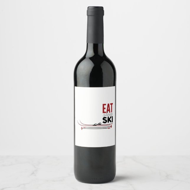 Eat Sleep Ski Wine Label (Front)