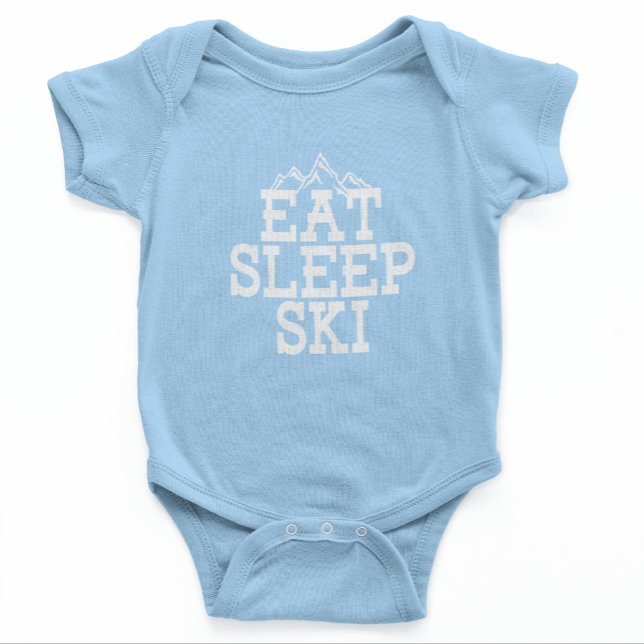 Eat Sleep Ski Winter Gag Baby Shower Bodysuit (Eat Sleep Ski Light Blue Baby Bodysuit)