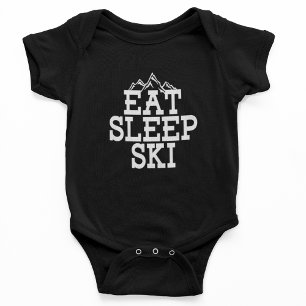 Eat Sleep Ski Winter Sports Novelty Baby Bodysuit