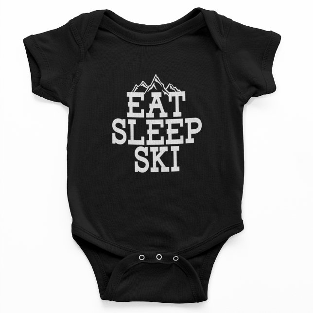 Eat Sleep Ski Winter Sports Novelty Baby Bodysuit (Eat Sleep Ski Baby Bodysuit)