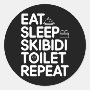 Eat Sleep Skibidi Toilet Repeat Funny Meme Vintage Classic Round Sticker