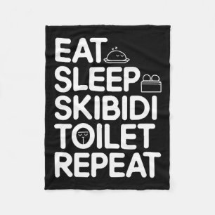 Eat Sleep Skibidi Toilet Repeat Funny Meme Vintage Fleece Blanket