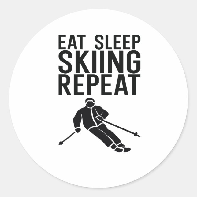 Eat Sleep Skiing Repeat Classic Round Sticker (Front)