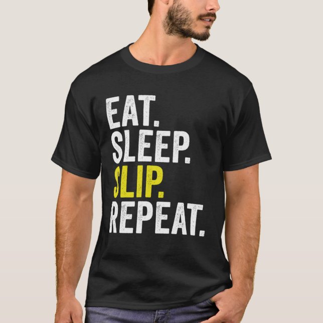 Eat Sleep Slip Repeat Cricket T-Shirt (Front)