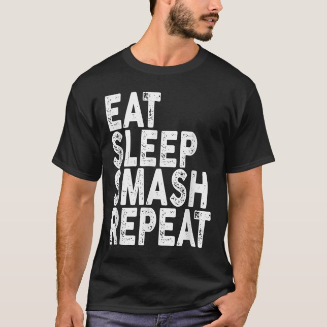 Eat Sleep Smash Repeat _ Badminton Tee  (Front)