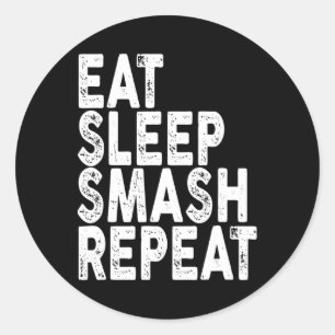 Eat Sleep Smash Repeat Badminton Tee Classic Round Sticker
