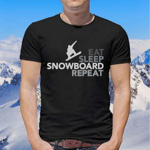 Eat Sleep Snowboard Cool Trendy Grey Typography T-Shirt
