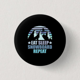 Eat Sleep Snowboard Repeat 3 Cm Round Badge