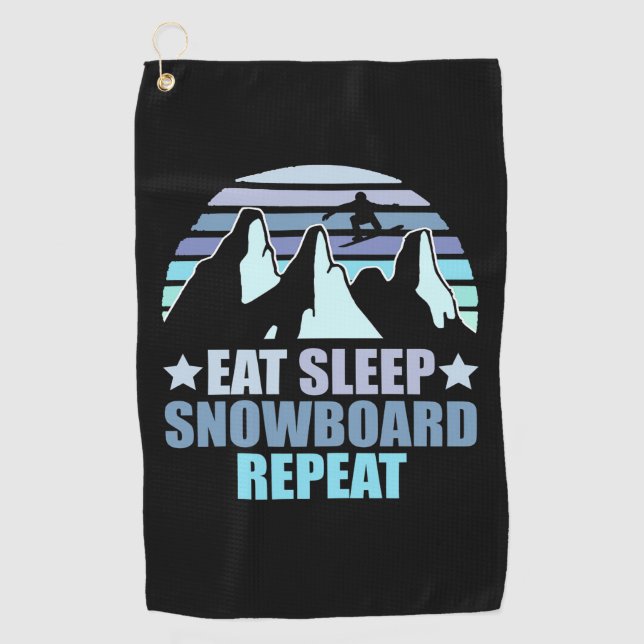 Eat Sleep Snowboard Repeat Golf Towel (Front)