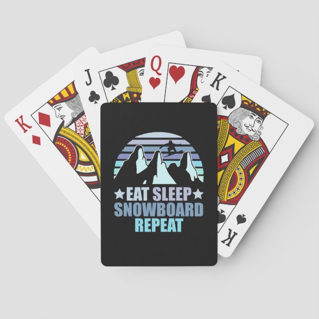 Eat Sleep Snowboard Repeat Playing Cards (Back)