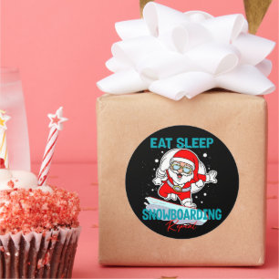 Eat Sleep Snowboarding Repeat Christmas Party Cool Classic Round Sticker