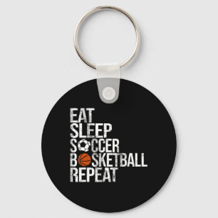 Eat Sleep Soccer Basketball Repeat Fun Ball  Key Ring