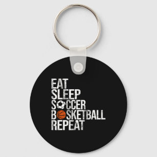 Eat Sleep Soccer Cheer Repeat Funny Sport Cheerlea Key Ring