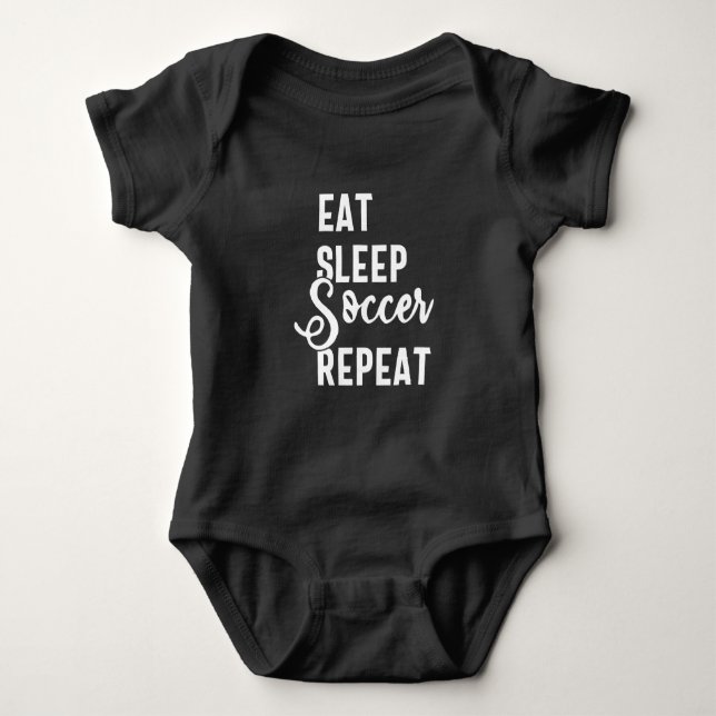 eat sleep soccer repeat baby bodysuit (Front)